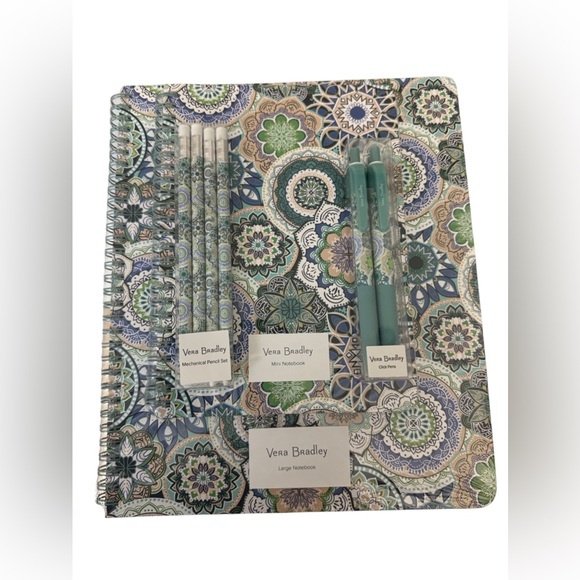 Vera Bradley Notebooks, Pens and Pencil Bundle in Sketched Medallion - Picture 1 of 9